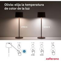 Lámpara, Lámpara de Mesa Portátil y Recargable con Control Táctil, Adecuada para Interior y Exterior, Atenuador, 2200-3000 K, Altura 35 cm, Color Corten - details 8
