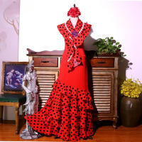Vestido de Baile Flamenco Falda Volante de Cinturón Rojo Moda para Mujeres - details 4