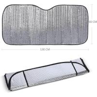 Parasol plegable para ventana delantera de coche, universal con ventosas y 2 correas (130X60) - details 2