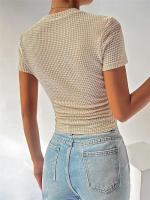 Camisa de manga corta tejida, Tops, Camisas, Ropa de mujer, Y2K, Regalos para mujeres - details 1