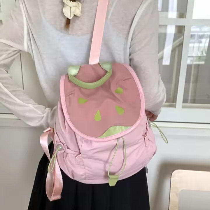 Mochila con cordón para exteriores de Color dopamina, mochila de nailon impermeable para viaje, bolsa para libros, bolso de hombro para senderismo de gran capacidad - 1