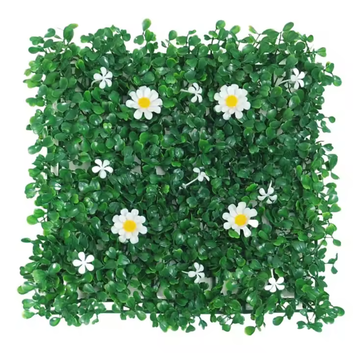 Panel de pared de plantas artificiales DIY, hoja de planta de flor de simulación de vida eterna duradera, pared de fondo de césped Artificial verde de 25*25cm - 1