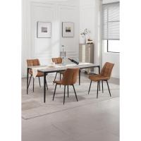 Pack de 2 Sillas de Comedor Asiento de Cuero Artificial Silla Diseño Silla Tapizada Estructura Metálica Sillón con Respaldo Silla de Cocina Marrón Claro BH207hbr-2 - details 1