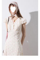 Vestido floral del sur de Francia, estilo de vacaciones de verano en el campo para mujer, mono de manga corta, falda larga con tirantes - details 17