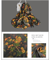 BYSIFA verde menta estilo Floral mujer bufanda de seda chal verano protector solar de gran tamaño chal moda playa abrigo que cubre 180*140cm - details 8