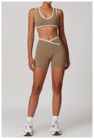 Pantalones cortos de Yoga cruzados de cintura alta, ajustados y Nude, pantalones deportivos de levantamiento de cadera de melocotón, pantalones de Fitness al aire libre para mujer - details 15