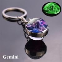 Llavero de Bola de Vidrio de Constelación Luminosa Doble Cara Zodiaco Regalo de Cumpleaños Que Brilla en la Oscuridad para Mujeres - details 2