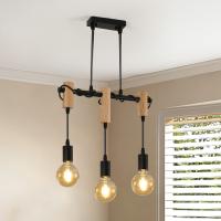 Goeco-Lámpara de Araña Industrial Retro, Lámpara Colgante de Metal Retro de 3 luces con cable base ajustable E27, para comedor - details 10