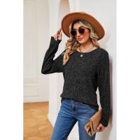 Jersey de manga larga para mujer, camiseta holgada con cuello redondo, tops de Color sólido, otoño e invierno, nuevo - details 25