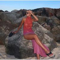 Vestido Halter sin Espalda de Colores Arcoíris Moda de Playa de Primavera 2025 para Mujeres - details 1