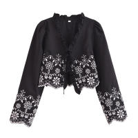 OUWU- Camisas De Primavera Para Mujer, Blusas Nuevas, Tops Elegantes Bordados, Camisas Cortas De Manga Larga Para Mujer, Camisetas Ajustadas Elegantes De Calle, Camisa - details 1