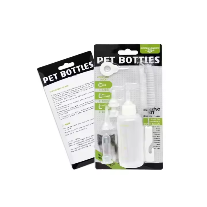 Juego de biberones para alimentación de perros y gatos, alimentador de leche y agua, cepillo de limpieza para recién nacidos - 1