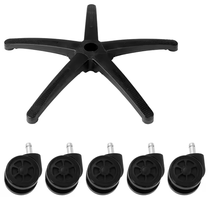 SucceBuy Base de repuesto para silla de oficina, 28", capacidad de carga estática de 2500 libras, con 5 ruedas y patas reforzadas, negro - 1