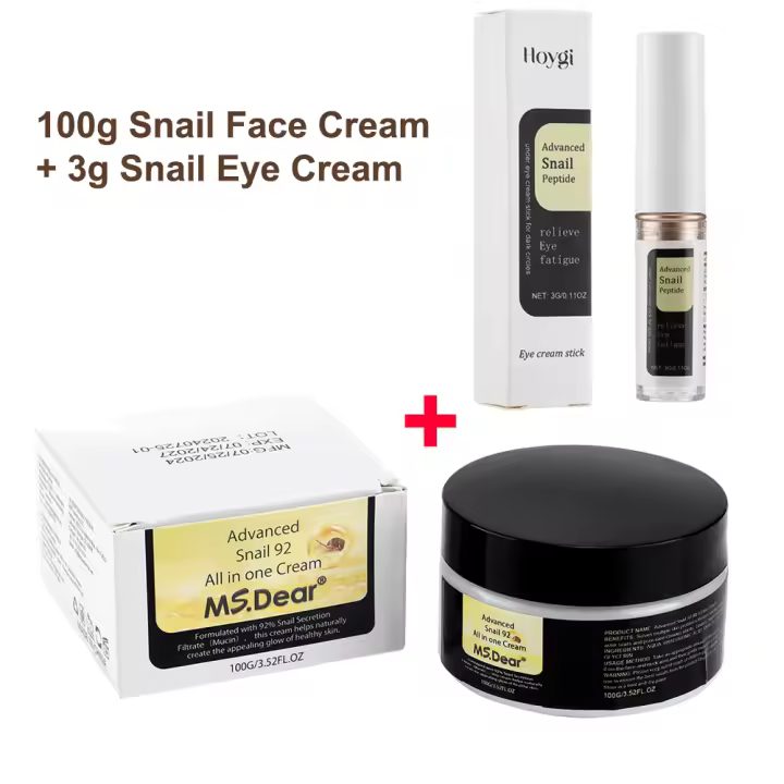 Crema facial de esencia de Caracol + crema antiarrugas para ojos, eliminación de ojeras, humectante reafirmante, desvanecimiento de líneas finas, conjunto coreano para el cuidado de la piel - 1