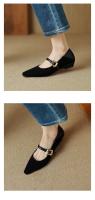 Nicho luz de lujo zapatos de las mujeres nueva primavera y otoño de piel de oveja francesa Mary Jane zapatos de las mujeres de tacón bajo poco profundo de la boca solo zapatos puntiagudos planos - details 4