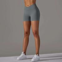 Crossover mujeres deporte gimnasio entrenamiento correr cintura alta Yoga Push Up cadera sin costuras Fiess Shorts - details 22