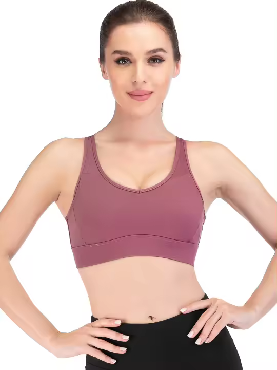 Tops cortos cruzados para mujer, camisa deportiva de manga corta para Yoga, Color Rojo - 1
