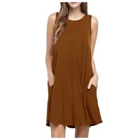 Vestido Casual De Verano Para Mujer Vestido De Playa Sin Mangas Con Bolsillos A-Line Hasta La Rodilla Vestido Suelto Para Fiesta - details 6