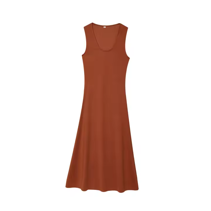 Ropa de mujer europea y americana popular U-cuello sin mangas vestido largo vestido fiesta - 1