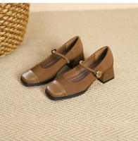 Zapatos sencillos estilo francés de tacón medio y punta cuadrada Merceditas - details 22