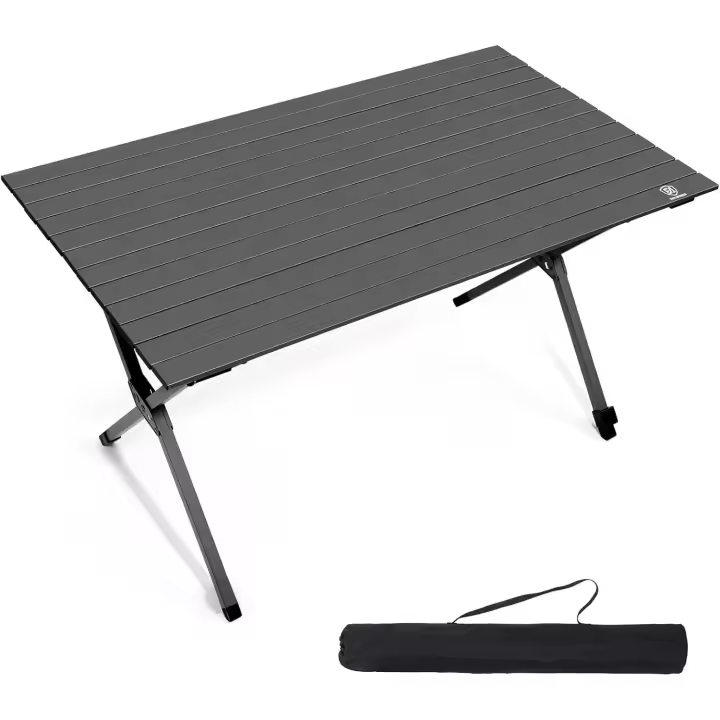 Mesa plegable de aluminio de 120x70 cm, carga de 100 kg, tablero enrollable para 4-6 personas. - 1