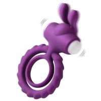 Agente retardante de la eyaculación del pene, erección, anillo doble vibrador del pene con oreja de conejo, mejora los juguetes sexuales masculinos y de pareja - details 0
