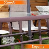 Mesa de jardín de Cristal y Acero |   De 150x90x75 cm |   Resistentes: Cristal Templado, Acero anticorrosión |   para 6 Personas |   para exterior |   Clásico - details 14