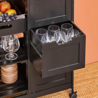 Carro de Almacenamiento Mueble Auxiliar Cocina Carrito de Servir con 3 Cajones 2 Estantes y 1 Bandeja Extraíble Negro - details 6