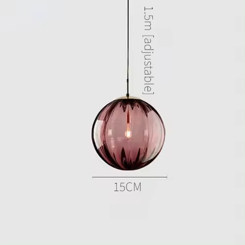 Colgante de Luz de Bola de Vidrio Moderno Luz de Techo con Rayas Vintage para Cocina Island - 1