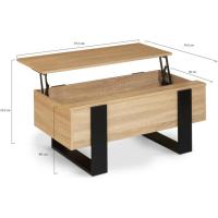 Mesa baja rectangular de madera y negro - details 6