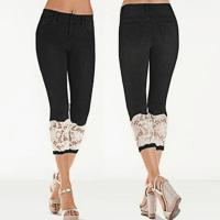 Pantalones vaqueros elásticos de encaje para mujer, Jeggings recortados ajustados hasta la pantorrilla - details 3