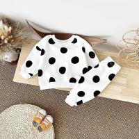 Primavera y otoño Traje de bebé Estampado de lunares Cuello redondo Suéter de manga larga Pantalones sueltos Ropa deportiva para niños y niñas - details 2