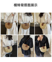 Bolso tejido de paja Retro de verano para mujer, bolso de playa para vacaciones en la playa, bolso de hombro tipo bandolera, bolso tejido para sillín de axila - details 9