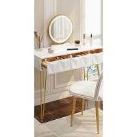 Maquillaje con Espejo 4 Cajones Mesa de Maquillaje con Taburete Moderno Cosmético con 10 Bombillas LED 90x40x140cm Blanco 0029SZT - details 12