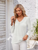 Ropa de calle informal elegante para mujer, camisetas lisas para mujer, ropa de moda para mujer, camisas Vintage para mujer, Top de primavera - details 7