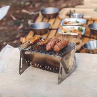 Barbacoa portátil para exteriores, pequeña parrilla plegable, estufa de leña de acero inoxidable, picnic, cocina - details 8