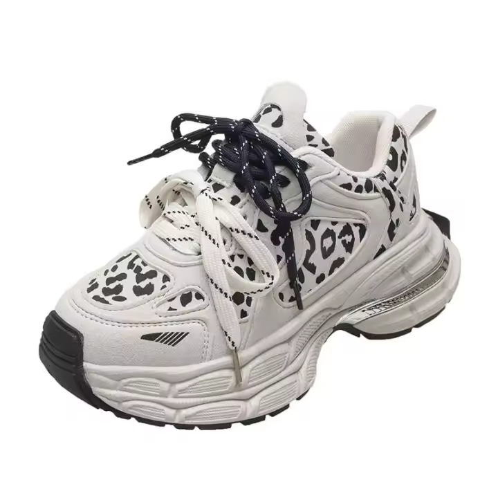 Dropshipping Logo patrón de leopardo nuevas zapatillas de deporte de moda plataforma gruesa zapatos de diseñador de estilo informal para caminar - 1