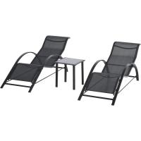 Conjunto de Tumbonas Exteriores de Jardín Dos Piezas con Mesa Auxiliar de Vidrio Templado - details 0