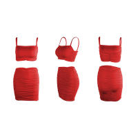 Conjunto de dos piezas para mujer, camisola sexy ajustada con fruncido, moda 2024, muy vendido. - details 44
