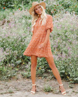 Vestido de gasa con estampado Floral para mujer, Vestido largo de verano con manga de mariposa, cintura alta - details 2