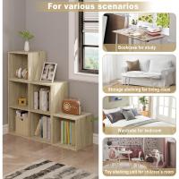 Estanteria Libreria con 6 Compartimentos, Estanteria de Almacenamiento de Madera, para Salon, Estudio y Oficina, Roble Claro, 90x30x90 cm - details 8