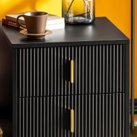 Mesita de Noche Mesa Auxiliar Mobiliario de Salón Moderno con 2 cajones L40xP40xH47 cm ES - details 16