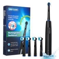 Cepillo de dientes eléctrico giratorio recargable para adultos, limpiador de dientes blanqueador giratorio con 4 cabezales de repuesto - details 0