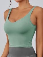 Sujetador deportivo sólido para mujer, top deportivo de lencería con tirantes anchos para tenis, pickleball, ropa de gimnasio, ropa deportiva para mujer para uso en interiores y exteriores, ejercicio - details 0