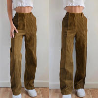 Pantalones de corte casual con plumas rectas de color liso para mujer, e, otoño e invierno, nuevo - details 1