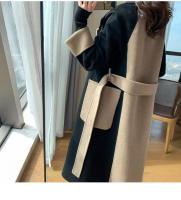 Abrigo largo de lana para mujer, abrigo de talla grande, color contrastante, estilo fragante pequeño, otoño e invierno, novedad de 2024 - details 12