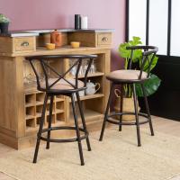 Silla de Cocina de Piel Sintética Giratorio 360° con Respaldar y Reposapiés Altura de 75,5cm - details 8