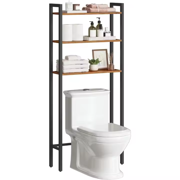 Estantería de Inodoro Estante de Baño de 3 Piezas Ahorro de Espacio Montaje Fácil - 1