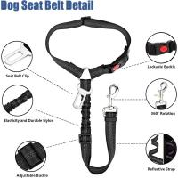 Cinturón de Seguridad 2 en 1 para Coche Reflector Ajustable Adecuado para Perros Grandes, Medianos y Pequeños Clip de Seguridad Correa de Sujeción - details 1