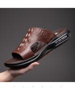 Zapatillas de hombre de piel auténtica, modernas sandalias informales de verano para exteriores, chanclas de playa para hombre, zapatos para hombre - details 6